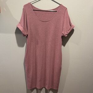 Encircled Everyday Tee Shirt Dress Rose Pink T-Shirt Bamboo Cotton Blend Dress